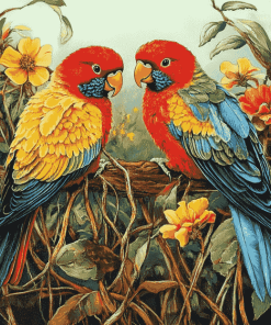 Colorful Eastern Rosellas Diamond Painting