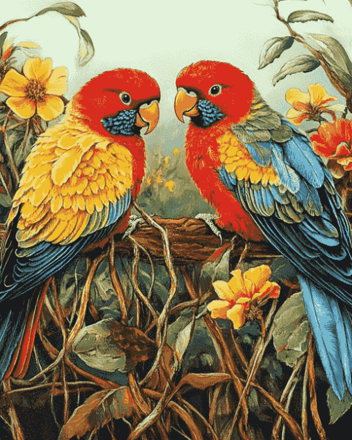 Colorful Eastern Rosellas Diamond Painting