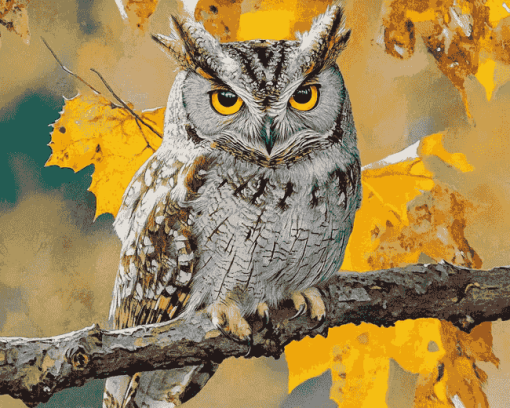 Colorful Eastern Screech Owl Diamond Painting