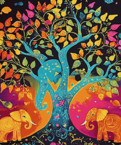 Colorful Elephant Tree Diamond Painting