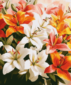 Colorful Lily Blossoms Diamond Painting