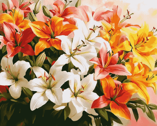 Colorful Lily Blossoms Diamond Painting