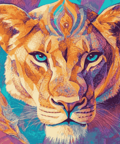 Colorful Lioness Diamond Painting