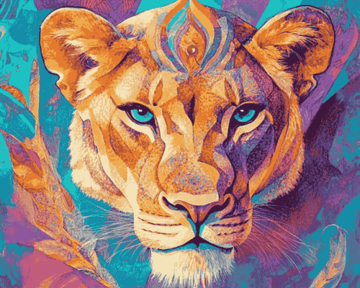 Colorful Lioness Diamond Painting