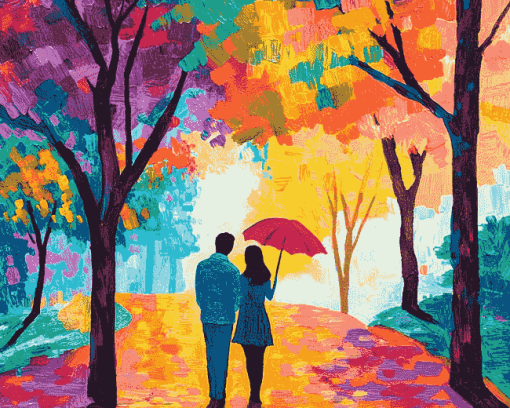 Colorful Lovers Park Diamond Painting