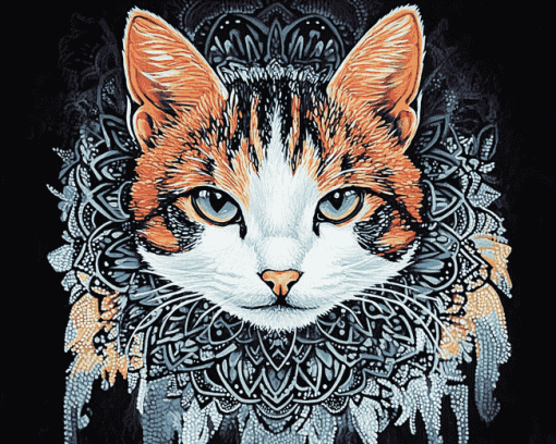 Colorful Mandala Cat Diamond Painting