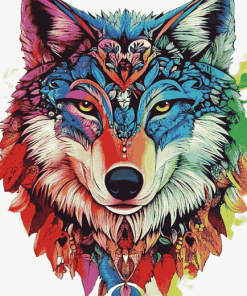 Colorful Mandala Wolf Diamond Painting