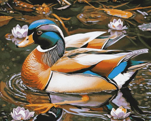 Colorful Mandarin Duck Diamond Painting