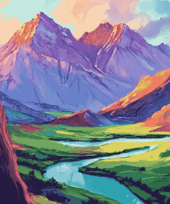 Colorful Mountain Landscape Diamond Painting