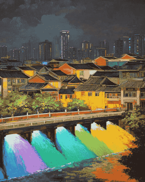 Colorful Nanning Buildings Diamond Painting