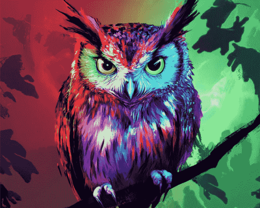 Colorful Night Owl Diamond Painting