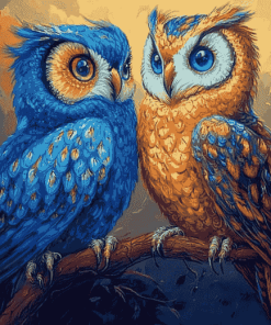 Colorful Owls Artwork Diamond Painting