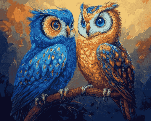 Colorful Owls Artwork Diamond Painting