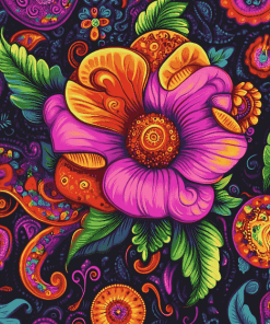 Colorful Paisley Blossoms Diamond Painting