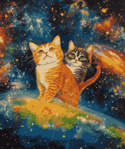 Colorful Space Cat Diamond Painting