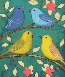 Colorful Three Birds Diamond Painting