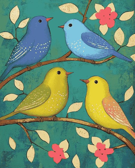 Colorful Three Birds Diamond Painting