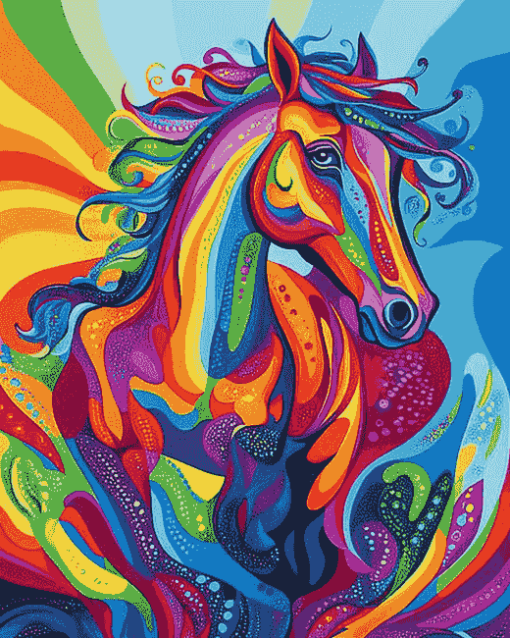 Colorful Tribal Horse Painting Diamond Painting