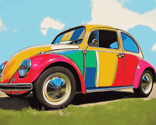 Colorful Volkswagen Bug Engines Diamond Painting