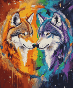 Colorful Wolves of the Wild Diamond Painting