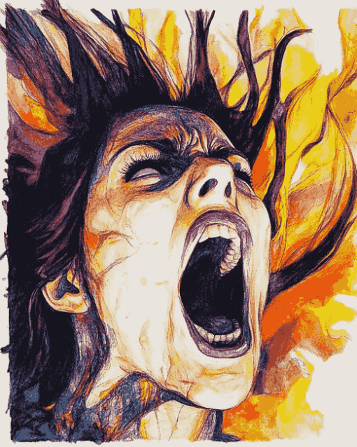 Colorful Woman Screaming Diamond Painting