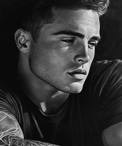 Colton Haynes Black and White Diamond Painting