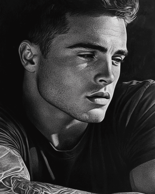 Colton Haynes Black and White Diamond Painting