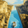 Corinth Canal Greece Landscape Diamond Painting