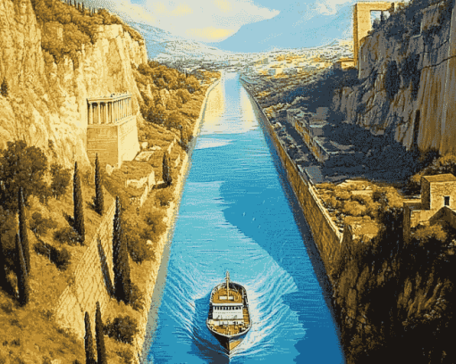 Corinth Canal Greece Landscape Diamond Painting