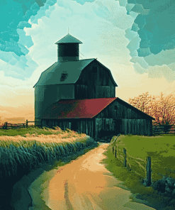 Country Barn Landscape Diamond Painting