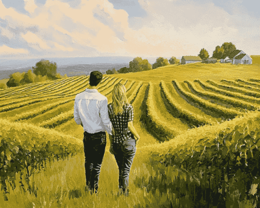 Countryside Romance in Farm Fields Diamond Painting