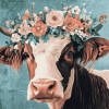 Cow Floral Crown Diamond Painting