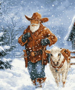 Cowboy Snowman Winter Wonderland Diamond Painting