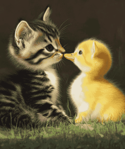 Cute Animals Duck and Cat Diamond Painting