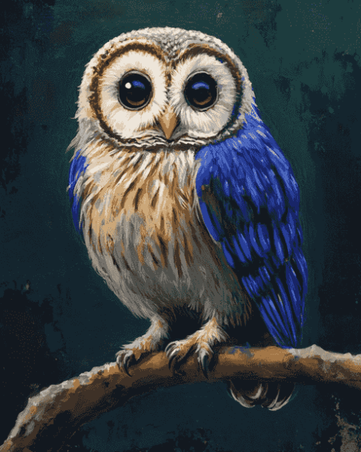 Cute Blue Owl Diamond Painting