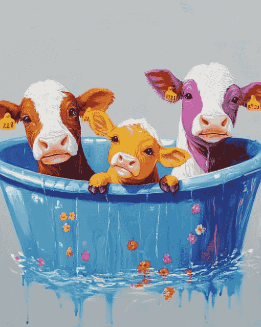 Cute Cows and Calfs Diamond Painting