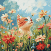 Cute Floral Cat Diamond Painting