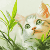 Cute Kitty Plant Diamond Painting