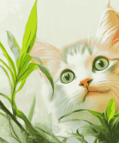 Cute Kitty Plant Diamond Painting