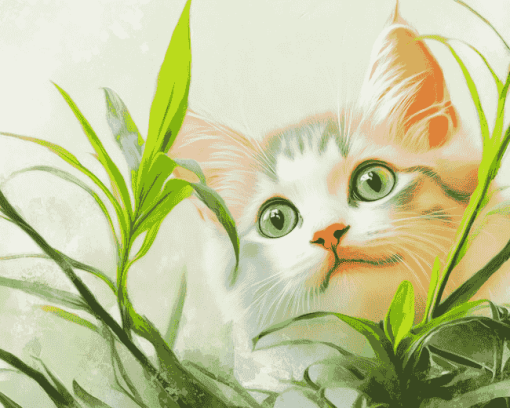 Cute Kitty Plant Diamond Painting