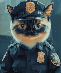 Cute Kitty Police Outfit Diamond Painting