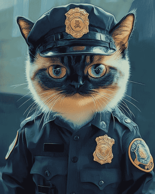 Cute Kitty Police Outfit Diamond Painting