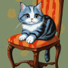 Cute Kitty on Chair Diamond Painting