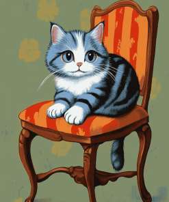 Cute Kitty on Chair Diamond Painting