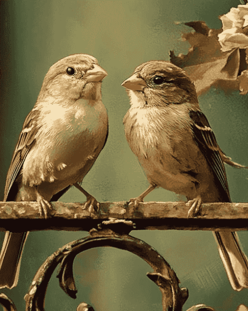 Cute Moineau Bird Diamond Painting