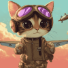 Cute Pilot Kitty Diamond Painting