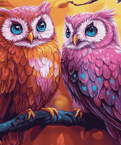 Cute Pink Bird Owl Diamond Painting