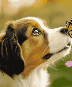 Cute Puppy Butterfly Diamond Painting