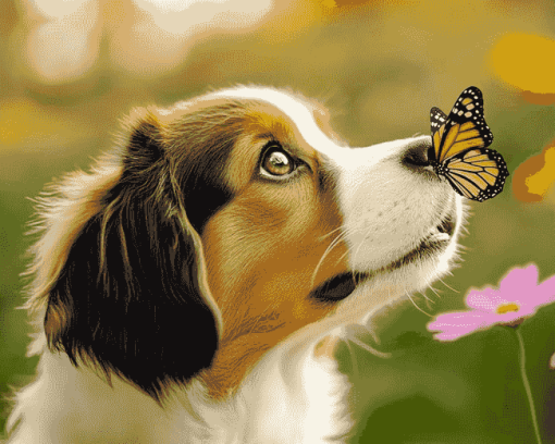 Cute Puppy Butterfly Diamond Painting