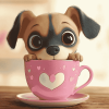 Cute Puppy in a Cup Diamond Painting